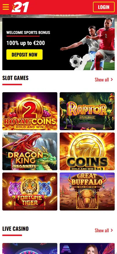 21Bets Casino Mobile