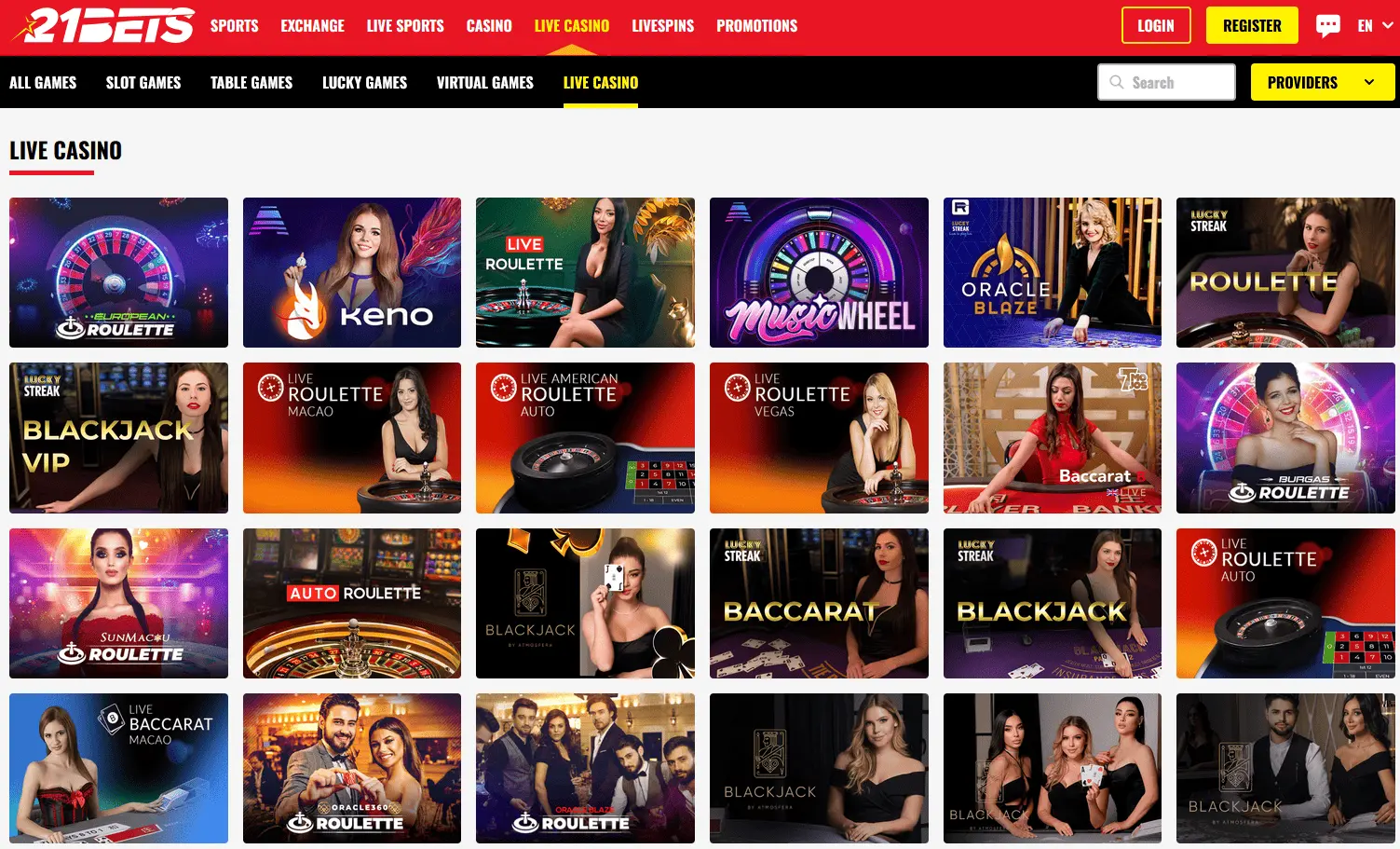 21Bets Live Casino