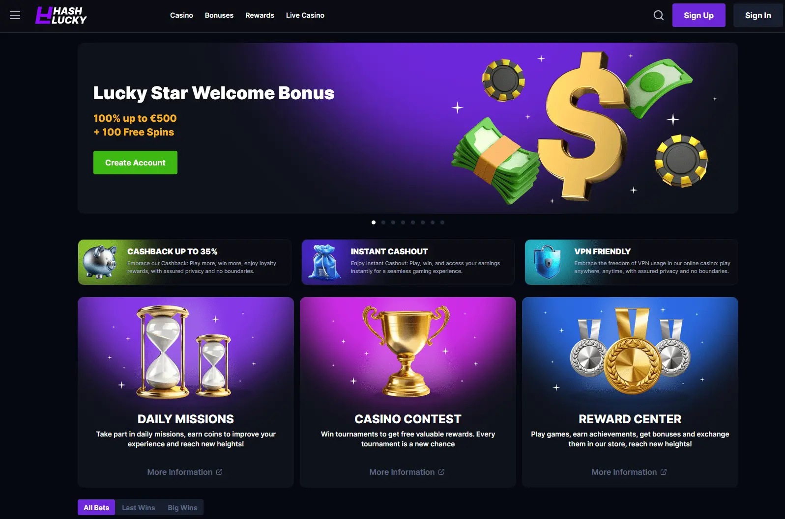 Hash Lucky Homepage