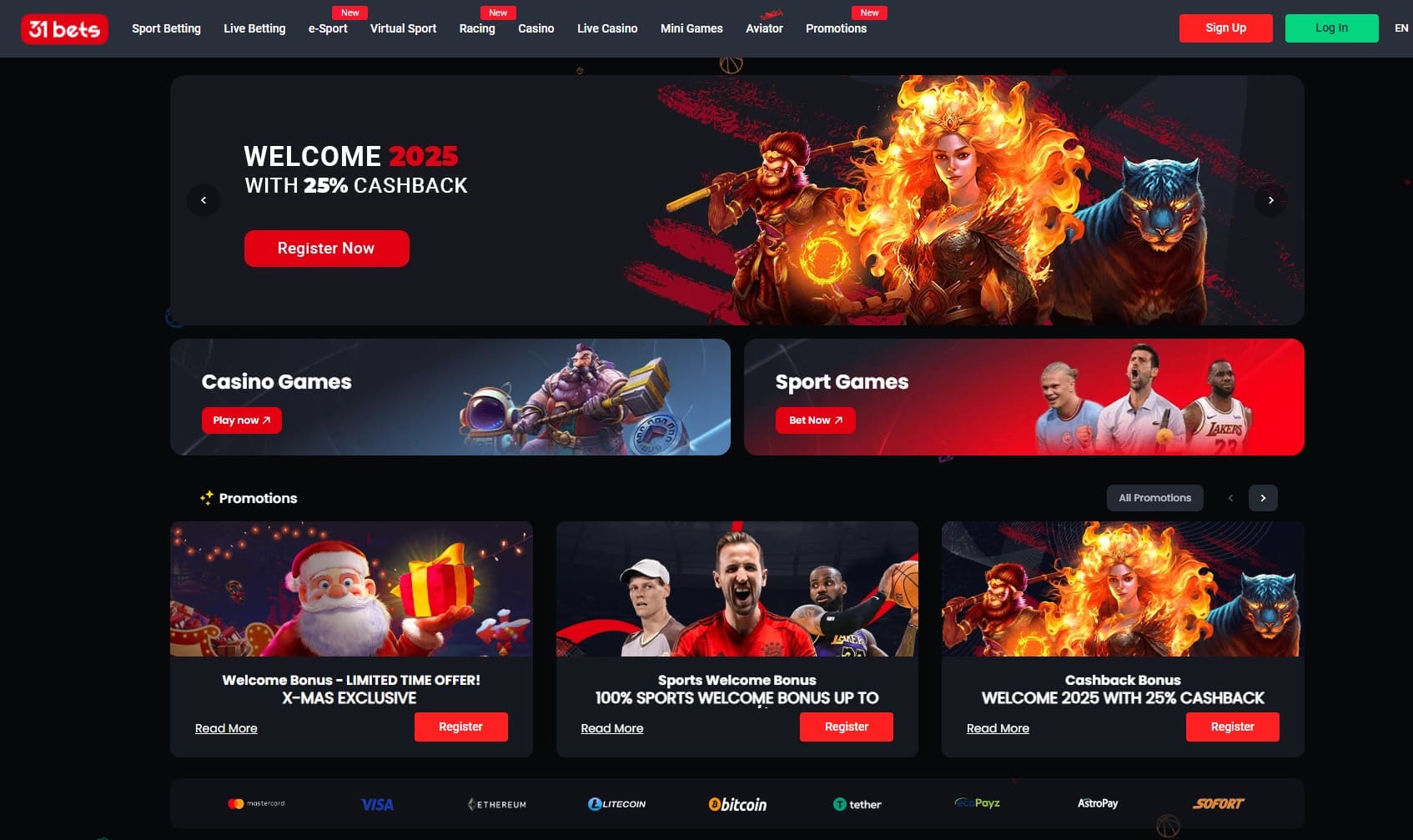 31 Bets Homepage