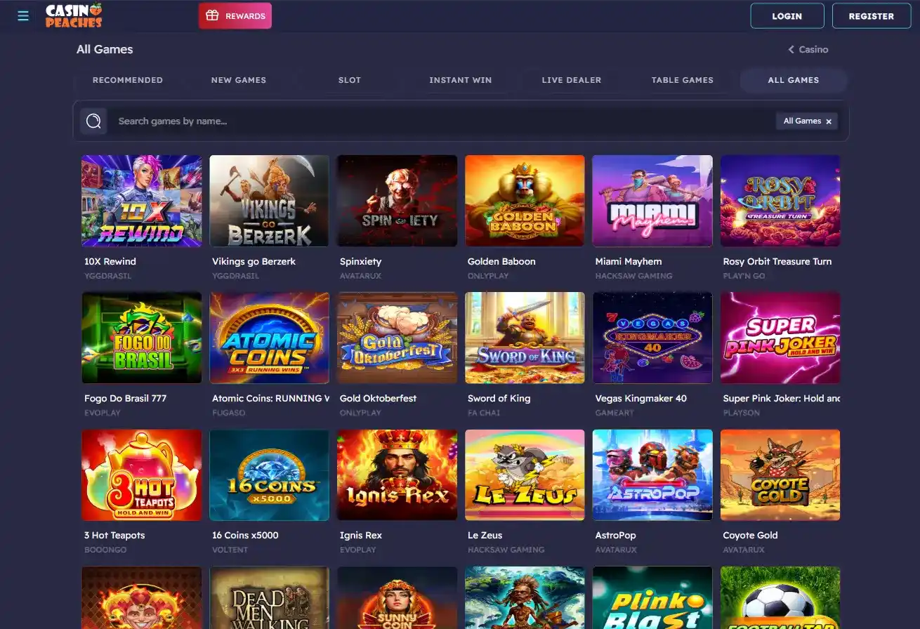 CasinoPeaches Games