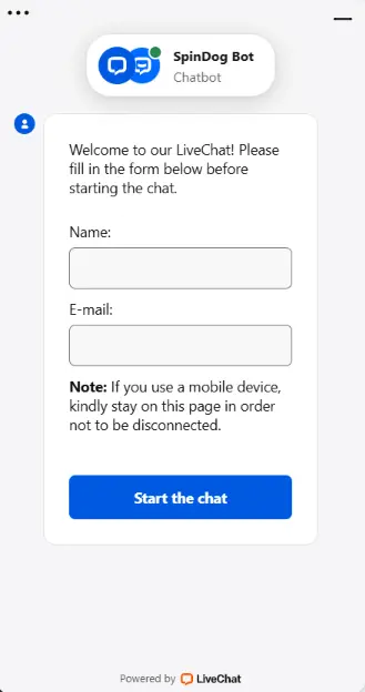 Spindog Live Chat